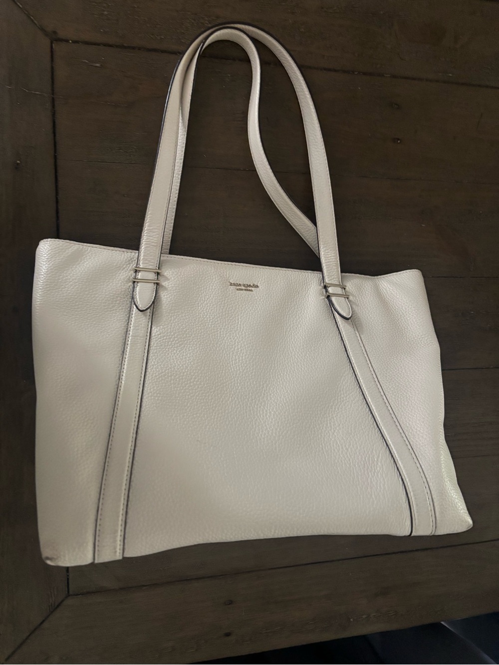 Kate Spade EUC cream pebbled leather tote shoulder bag